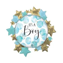 Anagram Balon foliowy Baby Boy Blue Watercolor 76x76cm
