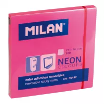 Milan Karteczki samoprzylepne neonowe r�owe 76 x 76 mm 100 szt.