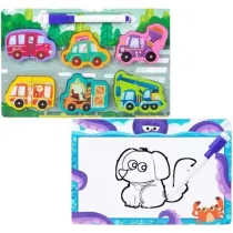 Puzzle 2w1 drewno i tablica Merkpol