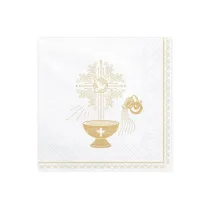 Serwetki Chrzest wity 33x33cm zoty 20szt