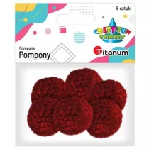 Titanum Pompony wczkowe 3 cm ciemnoczerwony 6 szt.