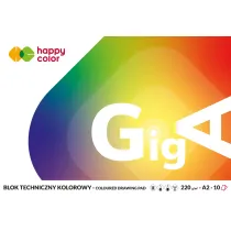 Happy Color Blok techniczny GigA, kolorowy, A2, 220g, 10 arkuszy 10 kartek