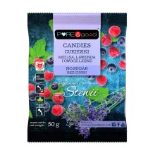 Pure&Good Cukierki z melis, lawend i owocami lenymi ze stewi bez cukru 50 g