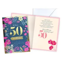 Kukartka Karnet 50 urodziny kwiaty PR-555