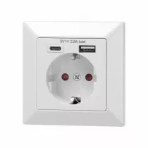 Orno Gniazdo pojedyncze 2p+z usb-a +