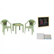 Stolik i dwa krzesa + tablica pastel zielony 3Toysm
