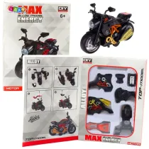 Motocykl do skr�cania metalowy 1:14 czarno-pomar. LeanToys