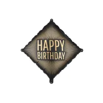 PartyDeco Balon foliowy Happy Birthday 46x46cm