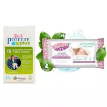 Potette Wkady jednorazowe do Nocnika 10 szt. + 1 opakowanie chusteczek KBN 56 szt. GRATIS