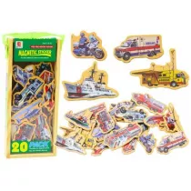 LeanToys Magnesy drewniane Pojazdy 20 szt.