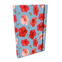 Notes A5 w kratk z gumk Soft Touch Hibiskusy w  jeansie