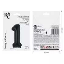 Godan Balon foliowy B&C cyfra 1 matowa czarna 85cm