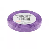 Wst��ka satynowa w kropki fioletowa 12mm x 22m