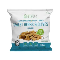 Greenergy Chipsy proteinowe z bobu o smaku s�odkich zi� i oliwek 50 g