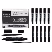 LeanToys Markery dwustronne wodoodporne czarne 10 szt.