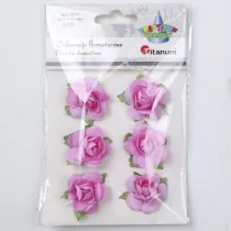 Titanum Papierowe r�e na druciku 40mm r�owe 6 szt