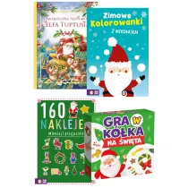 Pakiet: witeczna przygoda elfa Tuptusia, Zimowe kolorowanki z Mikoajem, Gra w Kka na wita, 160 naklejek. Mikoaj i przyjaciele
