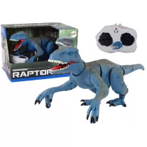 Dinozaur R/C Velociraptor niebieski z dwikiem Leantoys