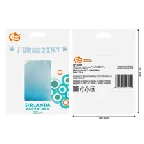Godan Girlanda papierowa 1 urodziny niebieska 1,8m