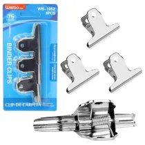 Leantoys Klipsy metalowe biurowe 3szt 75mm