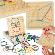Geoboard geoplan drewniana ukadanka tworzenie ksztatw z gumek
