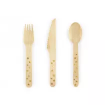PartyDeco Sztu�ce drewniane Gwiazdki z�ote 16cm 18 szt.
