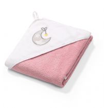 Babyono Okrycie kąpielowe frotte różowe - ręcznik z kapturkiem 100x100 cm