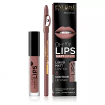 Eveline Cosmetics Oh My Lips zestaw do makijau ust matowa pomadka w pynie i konturwka 02 Milky Chocolate 4.5 ml