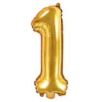PartyDeco Balon foliowy cyfra "1", 35cm, z�oty