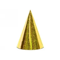 PartyDeco Czapeczki holograficzne z�ote 16cm