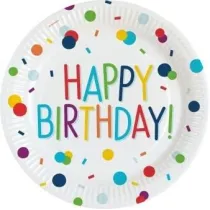 Amscan Talerze owalne papierowe Happy Birthday 23cm 8 szt.
