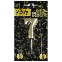 GoParty �wieczka urodzinowa 7 Metaliczna z�ota