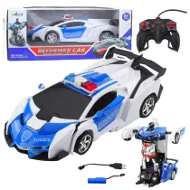Auto robot 2W1 radiow�z policyjny R/C 1:18 LeanToys
