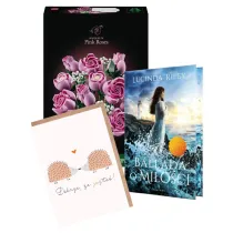 Pakiet Walentynkowy: Ballada o mi�o�ci (barwione brzegi), Bukiet r�owych r� 10374, Walentynka Dobrze �e je�te� + eko koperta