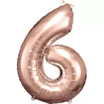 Amscan Balon foliowy cyfra 6 r�owe z�oto 60x86cm