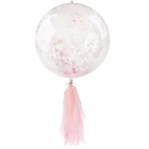 Arpex Balon PCV prze�roczysty z konfetti z fr�dzlami BLF5757 r�owy