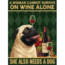 Ideyka Malowanie po numerach - Plakat. Wino i pies 30x40cm
