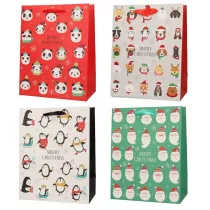 incood. Torebka ozdobna �wi�teczna 31x42cm psy pingwiny Miko�aj panda