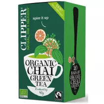 Clipper Herbata zielona chai z cynamonem i kardamonem fair trade 20 x 2 g Bio