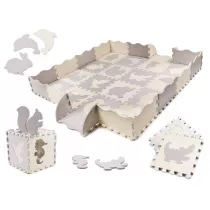 Mata edukacyjna piankowa puzzle szara ecru 36 elementw 150x150cm