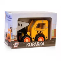 Drewniane auto z oponami - koparka Daffi