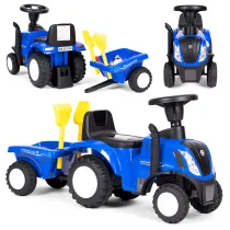 Jedzik traktor New Holland z przyczepk dla dzieci interaktywna kierownica dwiki niebieski Multistore