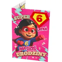 Yeku Karnet Urodziny 6 dziewczynka - Superbohaterka