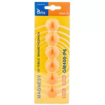 Tetis Magnesy do tablic GM400-P6 pomaraczowe 6 szt.