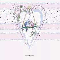 Clear Creations Karnet Swarovski kwadrat CL0224 Ptaszki w sercu