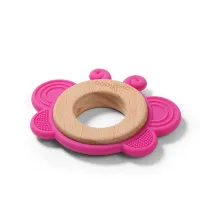Babyono Gryzak drewniany silikonowy Butterfly