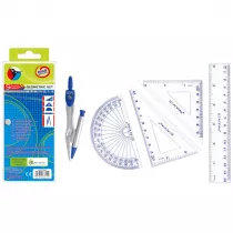 Starpak Cyrkiel metalowy + zestaw geometryczny w etui