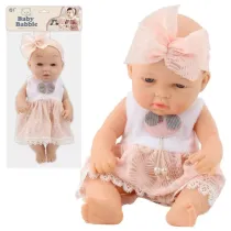 Lalka bobas 30cm w r�owej sukience LeanToys