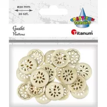 Titanum Guziki drewniane a�urowy kwiat 20 mm