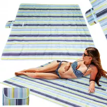 Mata plaowa wodoodporna koc piknikowy plaowy skadany torba XXL 200x200cm niebieska